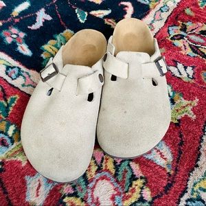 Birkenstock 38 Boston Womens Slip On Shoes Taupe